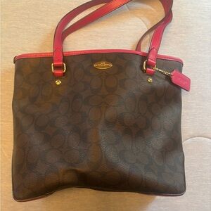 Coach Brown and Magenta Signature Tote